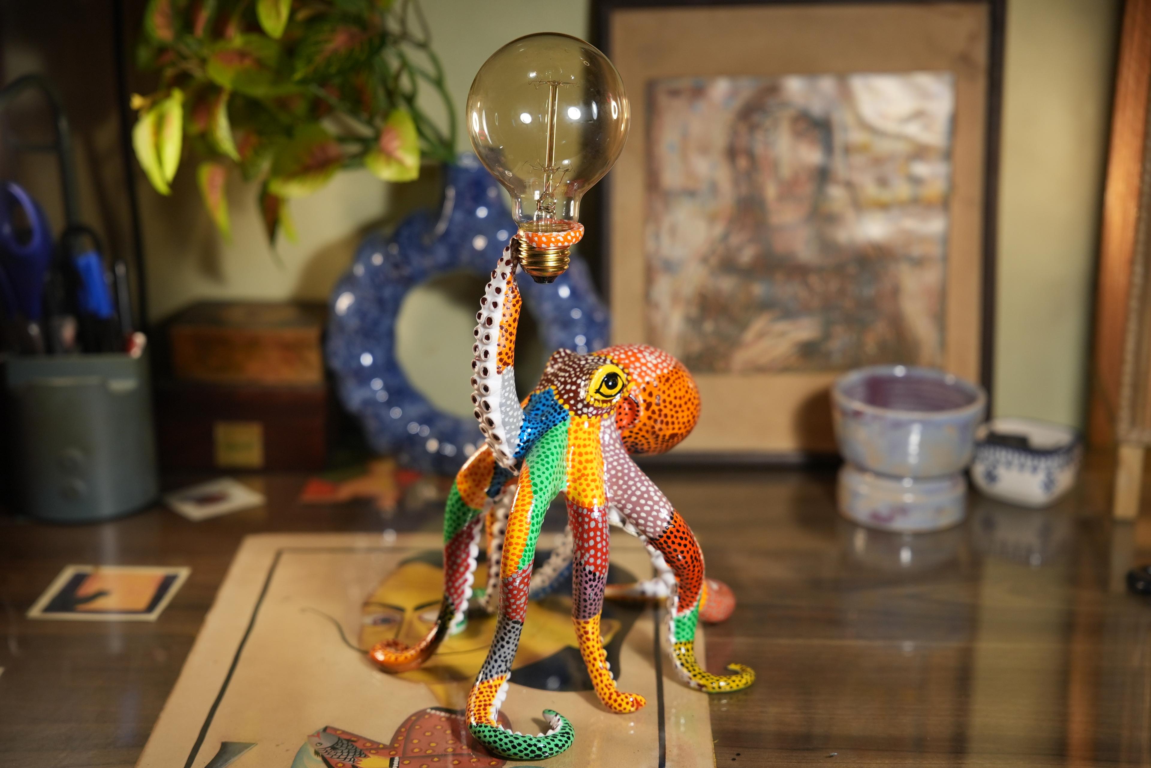 Pattachitra Octopus Lamp — Folk Multicolour